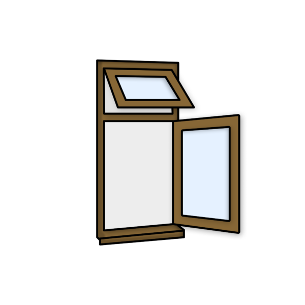 W10 Top-Hung and Side-Opening Window – Kömmerling 70 Profile – 600x1200mm – Golden Oak