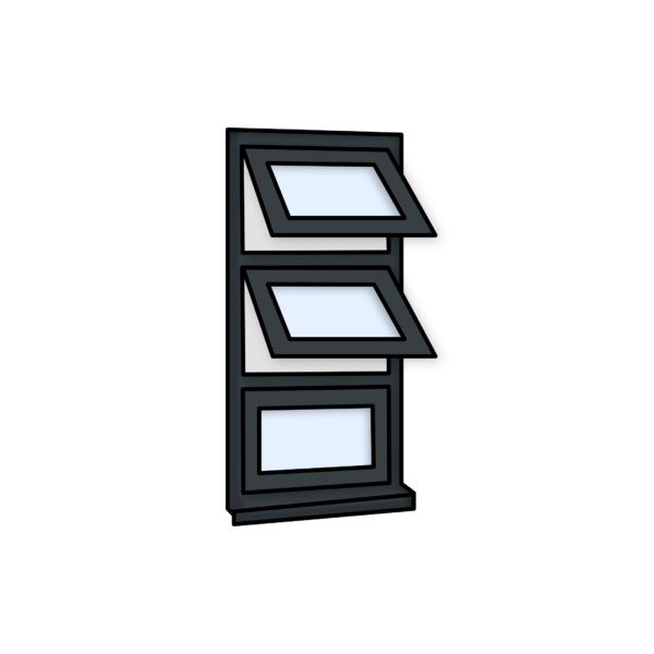W12 Window – Kömmerling 70 Profile – 600x1200mm – Anthracite Grey