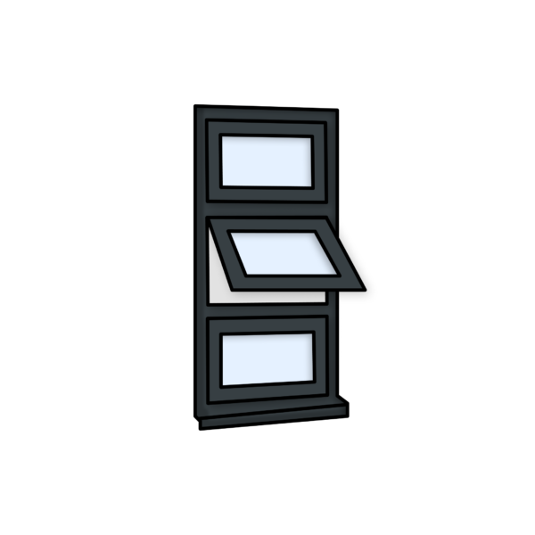 W13 Window – Kömmerling 70 Profile – 600x1200mm – Anthracite Grey
