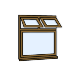 W14 Window with Two Push-Out Sashes and Fixed Bottom Pane – Kömmerling 70 Profile – 1200x1200mm – Golden Oak