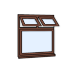 W14 Window with Two Push-Out Sashes and Fixed Bottom Pane – Kömmerling 70 Profile – 1200x1200mm – Rosewood