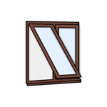 W19 Two-Section Window – Push-Out and Fixed – Kömmerling 70 Profile – 1200x1200mm – Rosewood