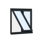 W19 Two-Section Window – Push-Out and Fixed – Kömmerling 70 Profile – 1200x1200mm – Anthracite Grey
