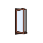 W2 Side-Hung Window – Kömmerling 70 Profile – 600x1200mm – Left Hinge (External View) – Rosewood
