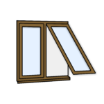 W20 Two-Section Window – Push-Out and Fixed – Kömmerling 70 Profile – 1200x1200mm – Golden Oak