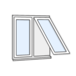 W20 Two-Section Window - Push-Out and Fixed - Kömmerling 70 Profile - 1200x1200mm - White