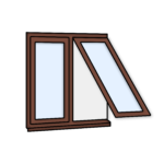 W20 Two-Section Window – Push-Out and Fixed – Kömmerling 70 Profile – 1200x1200mm – Rosewood