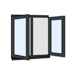 W21 Two Side-Opening Sash Window – Kömmerling 70 Profile – 1200x1200mm – Anthracite Grey