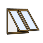 W22 Two-Section Window with Push-Out Sashes – Kömmerling 70 Profile – 1200x1200mm – Golden Oak