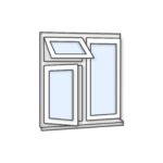 W23 Three-Section Window with Push-Out, Side-Opening, and Fixed Pane - Kömmerling 70 Profile - 1200x1200mm - White