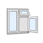 W24 Three-Section Window with Push-Out, Side-Opening, and Fixed Pane - Kömmerling 70 Profile - 1200x1200mm - White
