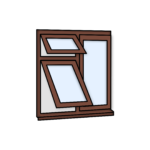 W25 Three-Section Window with 2 Push-Outs and Fixed Pane – Kömmerling 70 Profile – 1200x1200mm – Rosewood