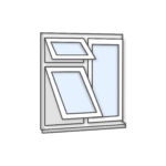 W25 Three-Section Window with 2 Push-Outs and Fixed Pane - Kömmerling 70 Profile - 1200x1200mm - White