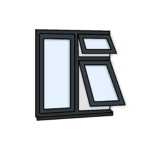 W26 Three-Section Window with 2 Push-Outs and Fixed Pane – Kömmerling 70 Profile – 1200x1200mm – Anthracite Grey