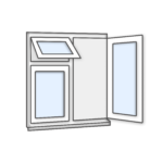 W27 Three-Section Window with Top Push-Out, Fixed Pane, and Side-Opening Sash - Kömmerling 70 Profile - 1200x1200mm - White