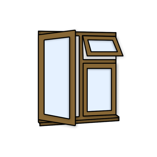 W28 Three-Section Window with Top Push-Out, Fixed Pane, and Side-Opening Sash – Kömmerling 70 Profile – 1200x1200mm – Golden Oak