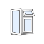 W28 Three-Section Window with Top Push-Out, Fixed Pane, and Side-Opening Sash - Kömmerling 70 Profile - 1200x1200mm - White