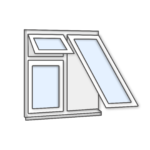 W29 Three-Section Window with Fixed Pane, Top Light Push-Out, and Push-Out Sash - Kömmerling 70 Profile - 1200x1200mm - White