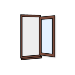 W3 Side-Hung Window – Kömmerling 70 Profile – 600x1200mm – Right Hinge (External View) – Rosewood