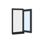 W3 Side-Hung Window – Kömmerling 70 Profile – 600x1200mm – Right Hinge (External View) – Anthracite Grey