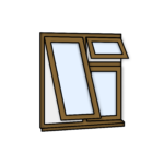 W30 Three-Section Window with Fixed Pane, Top Light Push-Out, and Push-Out Sash – Kömmerling 70 Profile – 1200x1200mm – Golden Oak