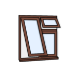W30 Three-Section Window with Fixed Pane, Top Light Push-Out, and Push-Out Sash – Kömmerling 70 Profile – 1200x1200mm – Rosewood