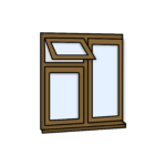 W31 Three-Section Window with Push-Out Light – Kömmerling 70 Profile – 1200x1200mm – Golden Oak