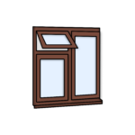 W31 Three-Section Window with Push-Out Light – Kömmerling 70 Profile – 1200x1200mm – Rosewood