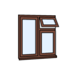W32 Three-Section Window with Push-Out Light – Kömmerling 70 Profile – 1200x1200mm – Rosewood
