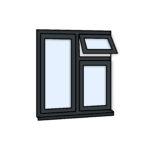 W32 Three-Section Window with Push-Out Light – Kömmerling 70 Profile – 1200x1200mm – Anthracite Grey
