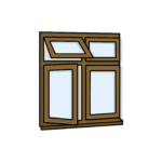 W33 Four-Section Window with Side Opening, Top Light, and Fixed Panes – Kömmerling 70 Profile – 1200x1200mm – Golden Oak