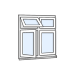 W33 with Side Opening, Top Light, and Fixed Panes – Timber Options: Pine, Oak, Meranti (1200x1200mm) – White Finish