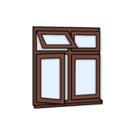 W33 Four-Section Window with Side Opening, Top Light, and Fixed Panes – Kömmerling 70 Profile – 1200x1200mm – Rosewood