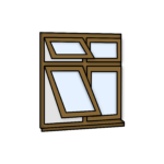 W35 Four-Section Window with Push-Out, Top Light, and Fixed Panes – Kömmerling 70 Profile – 1200x1200mm – Golden Oak