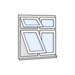 W35 Four-Section Window with Push-Out, Top Light, and Fixed Panes - Kömmerling 70 Profile - 1200x1200mm - White