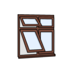 W35 Four-Section Window with Push-Out, Top Light, and Fixed Panes – Kömmerling 70 Profile – 1200x1200mm – Rosewood