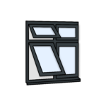 Aluminium Four-Sash Window - Cortizo Casement 1200x1200 mm (Lower Top Hug, Upper Top Hug, Lower Fixed Pane, and Upper Fixed Pane) W35
