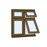 W36 Four-Section Window with Push-Out, Top Light, and Fixed Panes – Kömmerling 70 Profile – 1200x1200mm – Golden Oak