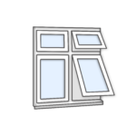 W36 with Push-Out, Top Light, and Fixed Panes – Timber Options: Pine, Oak, Meranti (1200x1200mm) – White Finish