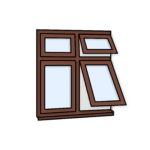 W36 Four-Section Window with Push-Out, Top Light, and Fixed Panes – Kömmerling 70 Profile – 1200x1200mm – Rosewood