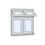 W37 with Two Top Push-Outs and Two Fixed Sections – Timber Options: Pine, Oak, Meranti (1200x1200mm) – White Finish