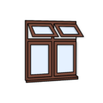 W37 Four-Section Window with Two Top Push-Outs and Two Fixed Sections – Kömmerling 70 Profile – 1200x1200mm – Rosewood