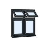 W37 Four-Section Window with Two Top Push-Outs and Two Fixed Sections – Kömmerling 70 Profile – 1200x1200mm – Anthracite Grey