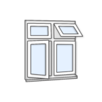 W38 with Fixed Pane, Side Opening, Push-Out, and Fixed Pane – Timber Options: Pine, Oak, Meranti (1200x1200mm) – White Finish