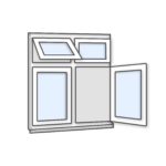 W39 with Fixed Pane, Side Opening, Push-Out, and Fixed Pane – Timber Options: Pine, Oak, Meranti (1200x1200mm) – White Finish