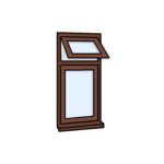 W4 Window with Top Light – Kömmerling 70 Profile – 600x1200mm – Rosewood