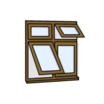 W40 Four-Section Window with Push-Out, Fixed Panes, and Alternating Configuration – Kömmerling 70 Profile – 1200x1200mm – Golden Oak