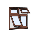 W40 Four-Section Window with Push-Out, Fixed Panes, and Alternating Configuration – Kömmerling 70 Profile – 1200x1200mm – Rosewood