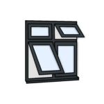 W40 Four-Section Window with Push-Out, Fixed Panes, and Alternating Configuration – Kömmerling 70 Profile – 1200x1200mm – Anthracite Grey