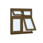 W41 Four-Section Window with Push-Out, Fixed Panes, and Alternating Configuration – Kömmerling 70 Profile – 1200x1200mm – Golden Oak